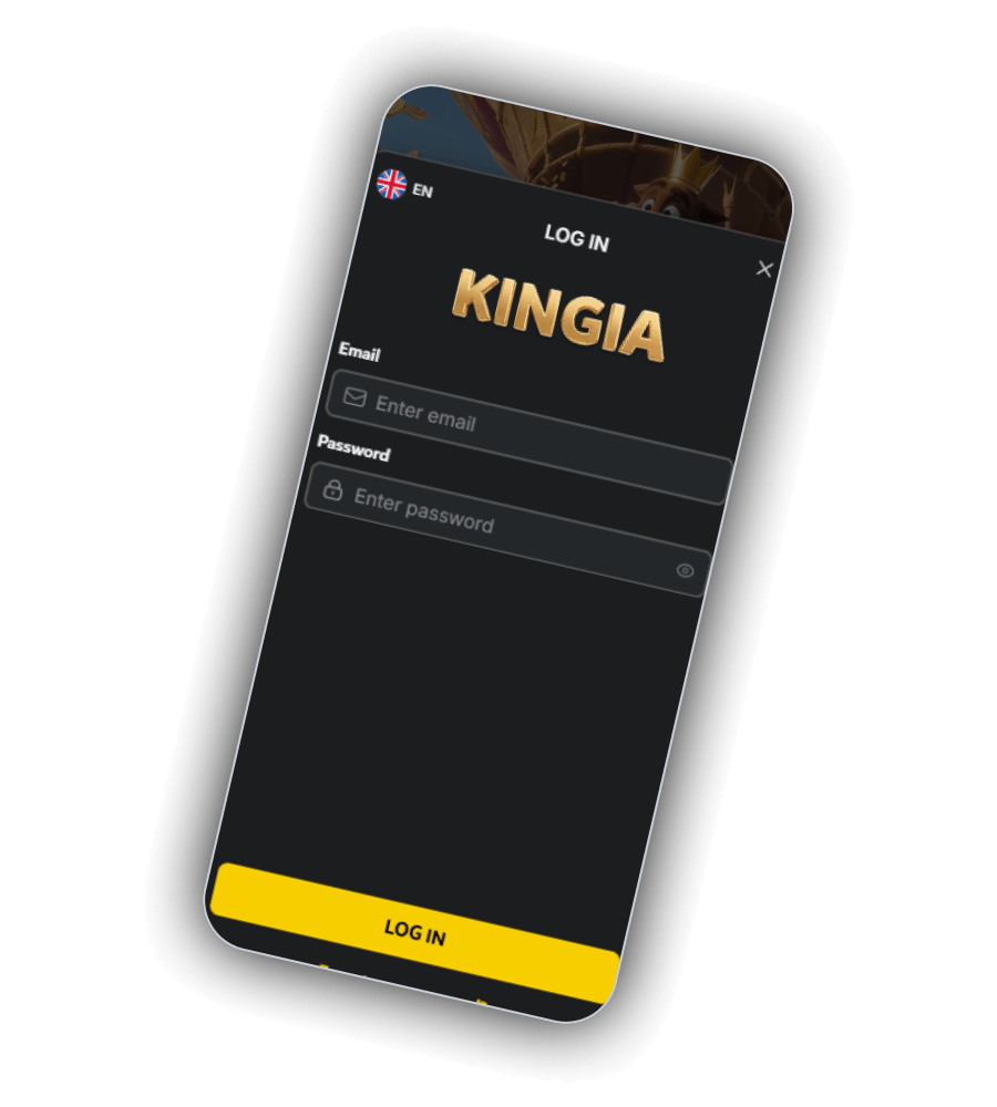 Registration ledger at the Kingia cashier's counter with four printed columns for a first account